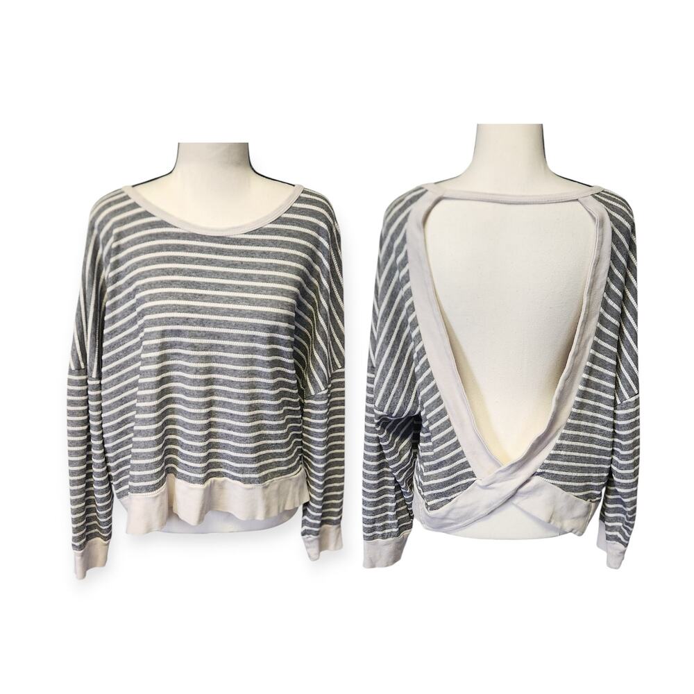 By Together Open Back Relaxed Fit Striped Shirt Women Size Small Made USA